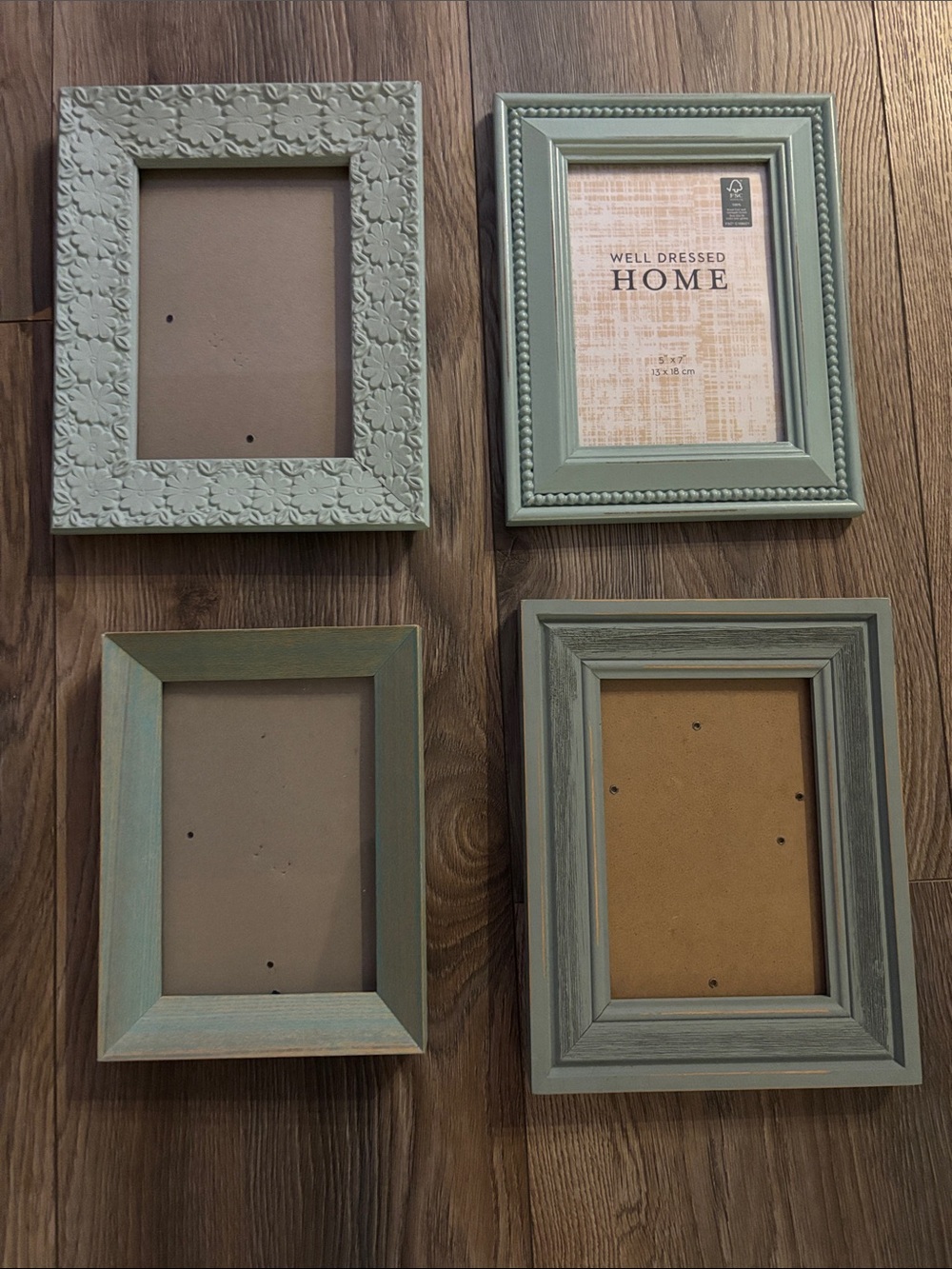 Set of 4 Sage Green Decorative Picture Frames 5 x 7